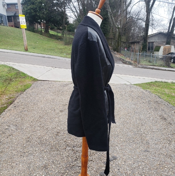 Vintage Wool and Leather Black Jacket - Picture 2 of 7